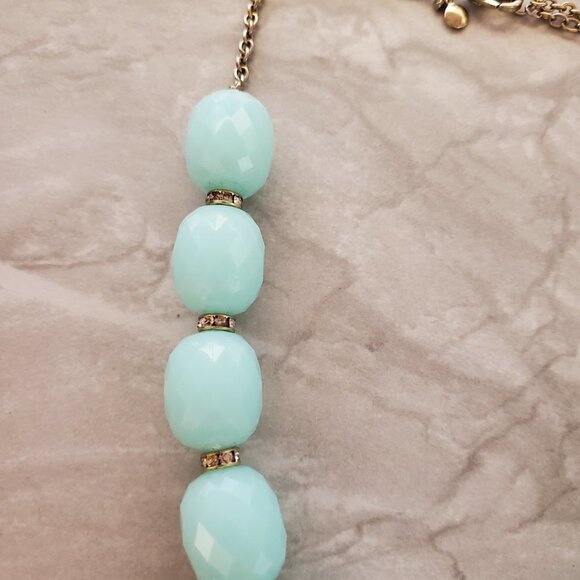 💙 J.Crew Ice Blue Jumbo Beads Beaded Rhinestones Pave Strand Necklace 💙 - Picture 8 of 10